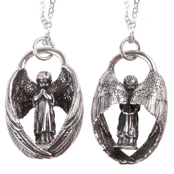 Guardian Cherub Angel Silver Fashion Pendant Necklace NWOT - Picture 4 of 10